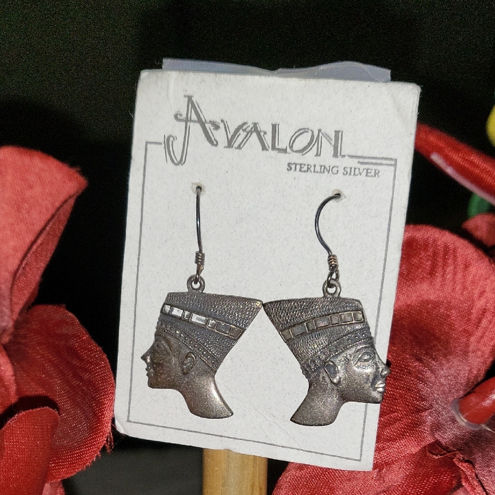 Avalon Silver Nefertiti Drop Earrings